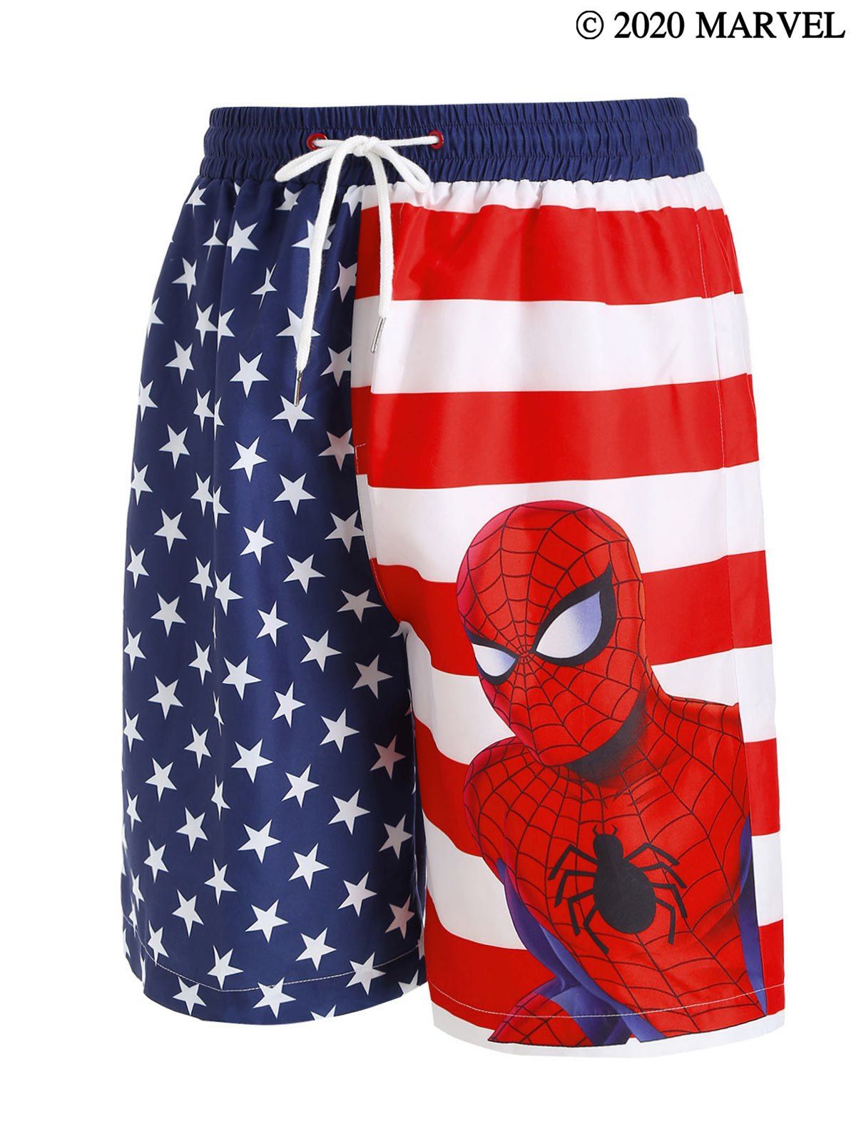 

Marvel Spider-Man American Flag Beach Shorts, Blue