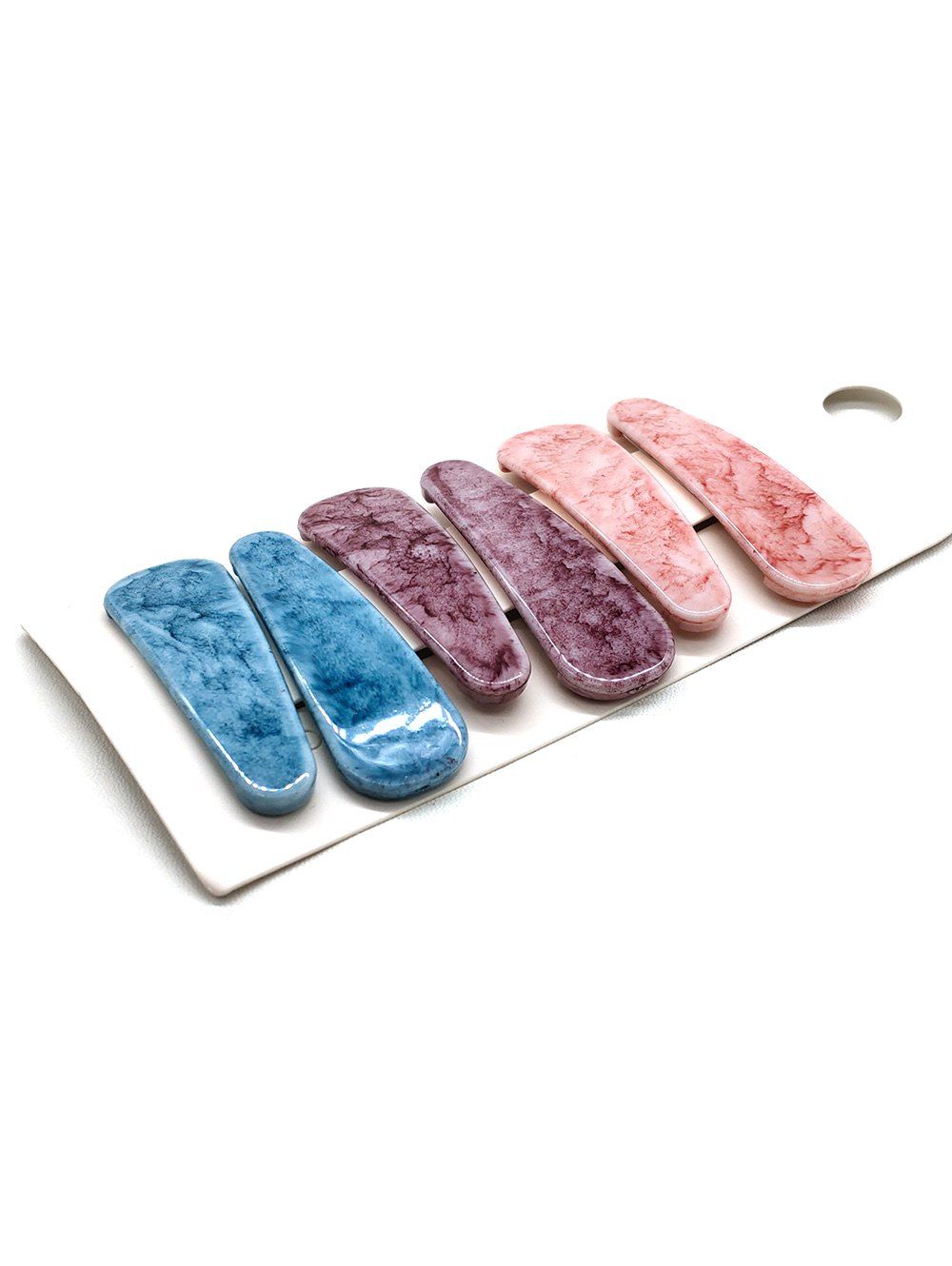 

6Pcs Marbling Pattern Hair Clip Set, Multi-a