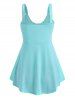 Plus Size Keyhole Floral Print Tank Top -  