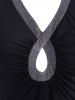 Plus Size Glitter Trim Keyhole High Low Dress -  