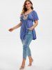 Plus Size Glitter Sequined Hollow Out Curved Tunic Tee -  