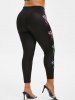 Legging d'Halloween Moulant Papillon Squelette Imprimés de Grande Taille - Noir L