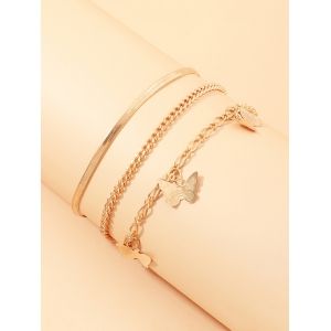 

3Pcs Butterfly Chain Charm Anklets Set, Golden