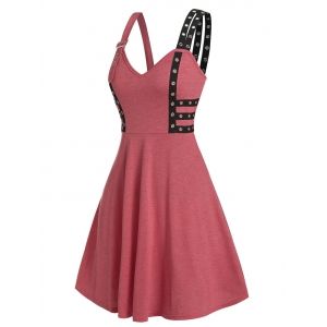 

Contrast Grommet Strap Mini Cami Dress, Red