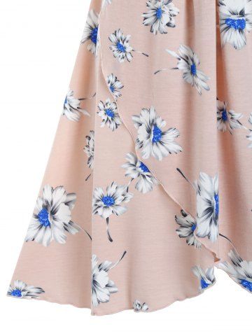 Floral Print Ruched Cami A Line Dress