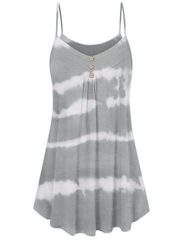 

Cami Tie Dye Mock Button Top, Dark gray