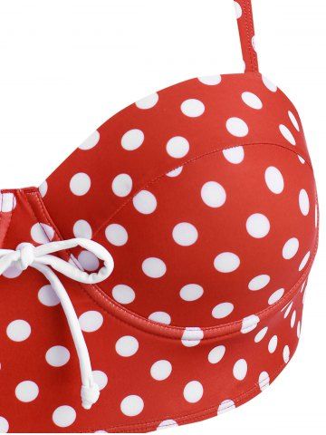 

Plus Size Underwire Polka Dot High Rise Tankini Swimwear, Red