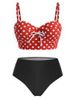 Plus Size Underwire Polka Dot High Rise 1950s Bikini Swimsuit -  