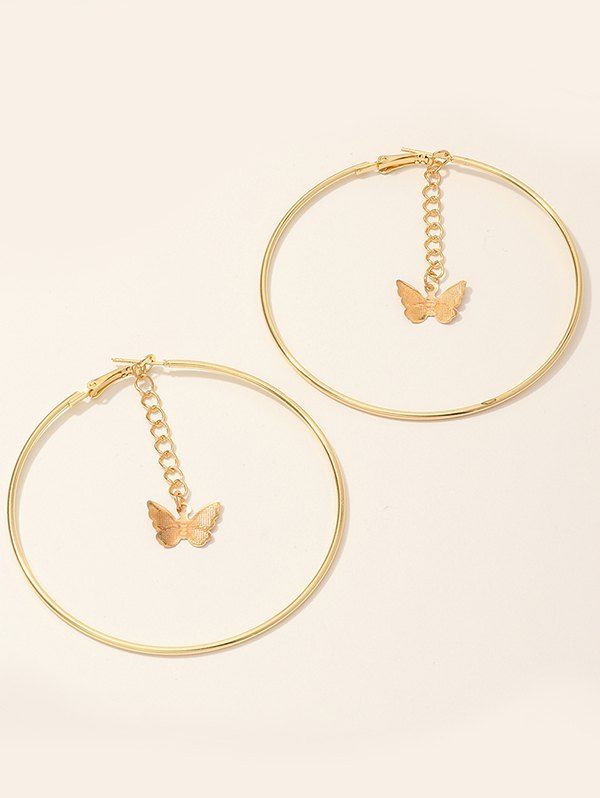 

Acrylic Butterfly Pendant Hoop Earrings, Golden