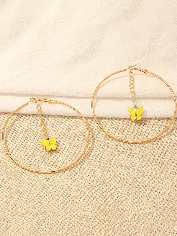 

Acrylic Butterfly Pendant Hoop Earrings, Yellow