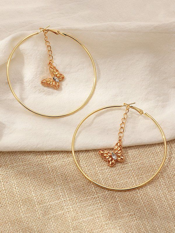 

Hollow Out Butterfly Hoop Earrings, Golden
