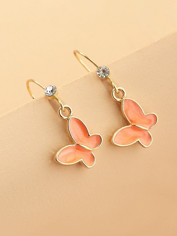 

Butterfly Glazed Rhinestone Drop Earrings, Orange