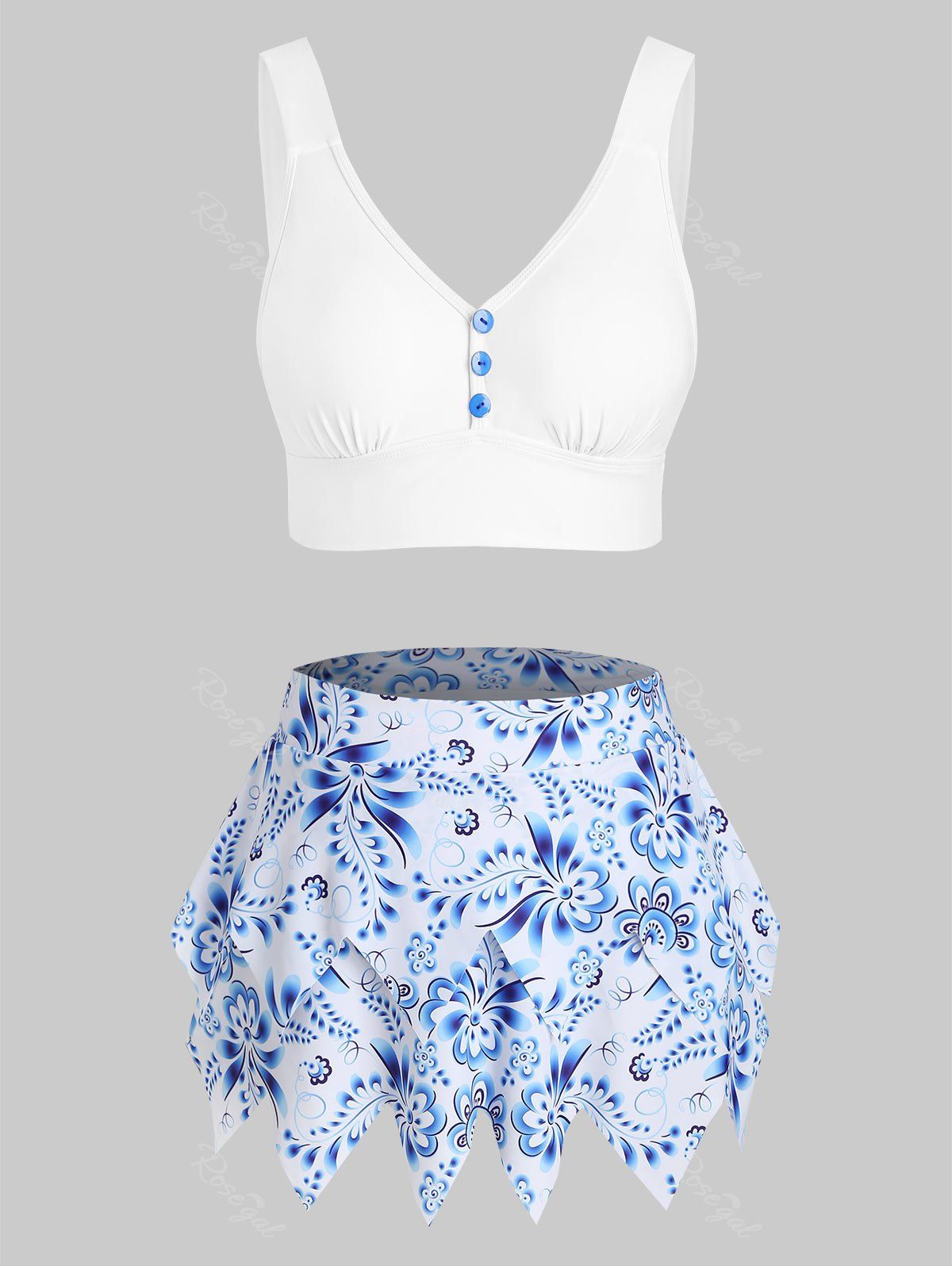 Outfit Printed Tiered Skirted Tankini Swimwear  