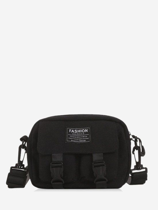 

Multi-pockets Canvas Mini Crossbody Bag, Black