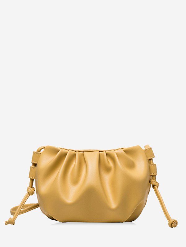 

Pure Color Pleated Leather Sling Bag, Yellow