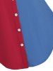 Plus Size Roll Up Sleeve Colorblock Shirt -  
