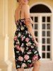 Floral Smocked Back Mock Buttons Cami Dress -  