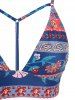 Ethinc Printed Strappy Crisscross Lace-up Tankini Swimwear -  