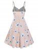 Robe Ligne A à Bretelle à Imprimé Fleurie à Volants - Rose  XL
