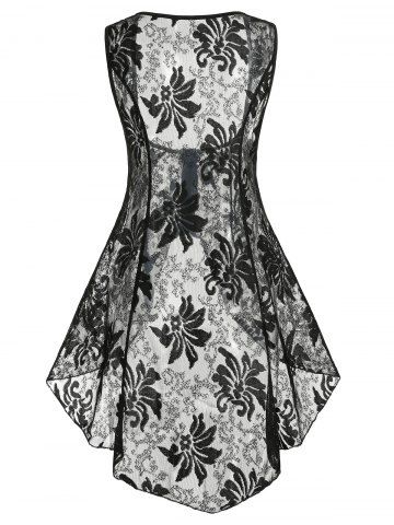Heathered Flare Cami Top and Pointed Hem Lace Vest