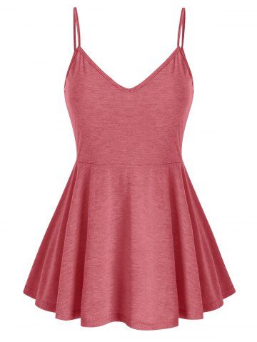 Heathered Flare Cami Top and Pointed Hem Lace Vest
