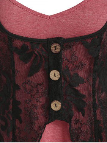 Heathered Flare Cami Top and Pointed Hem Lace Vest