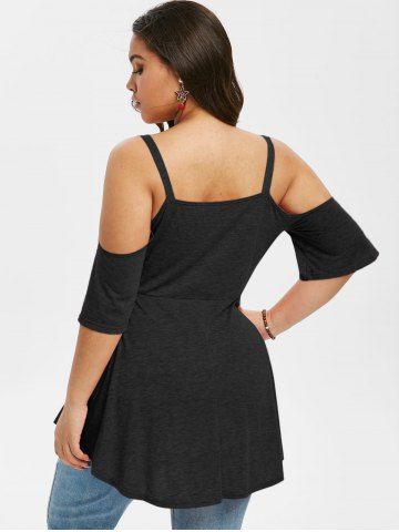 

Plus Size Cold Shoulder Cutout Casual Tunic Tee, Dark slate grey
