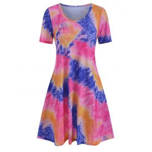 

Pocket Tie Dye T-shirt Dress, Purple