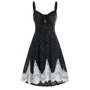 

Plus Size Marled Lace Panel Midi Dress, Black
