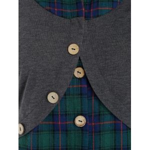 

Plus Size Flannel Plaid Curved Hem Tunic Long Sleeve Blouse, Multi