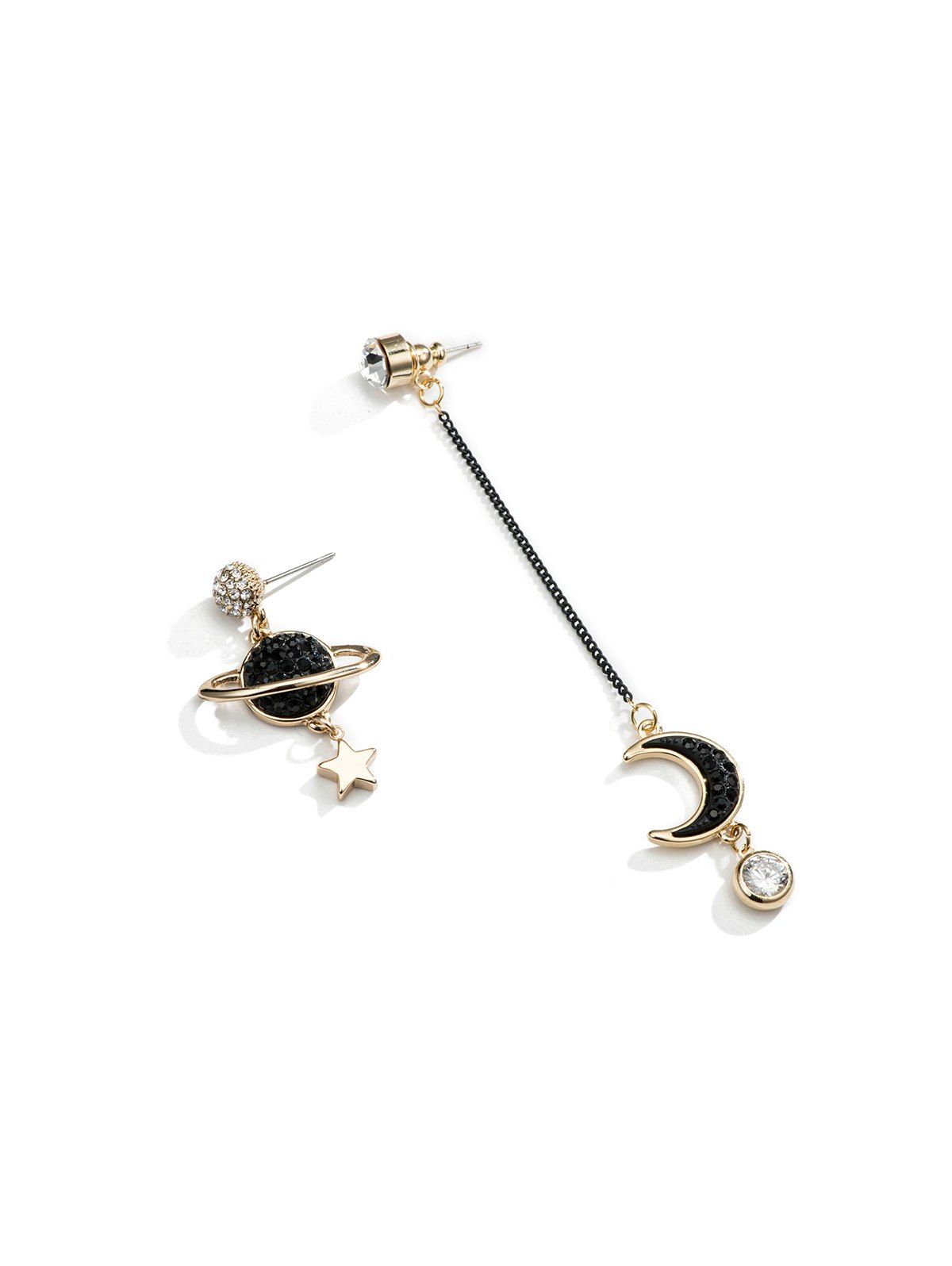 

Moon Star Long Asymmetrical Drop Earrings, Golden