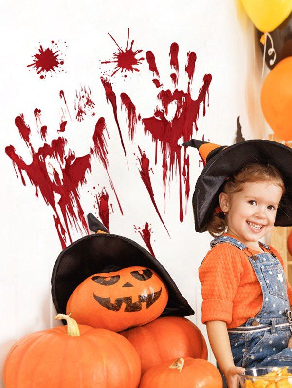 

Halloween Blood Handprint Window Wall Stickers, Red