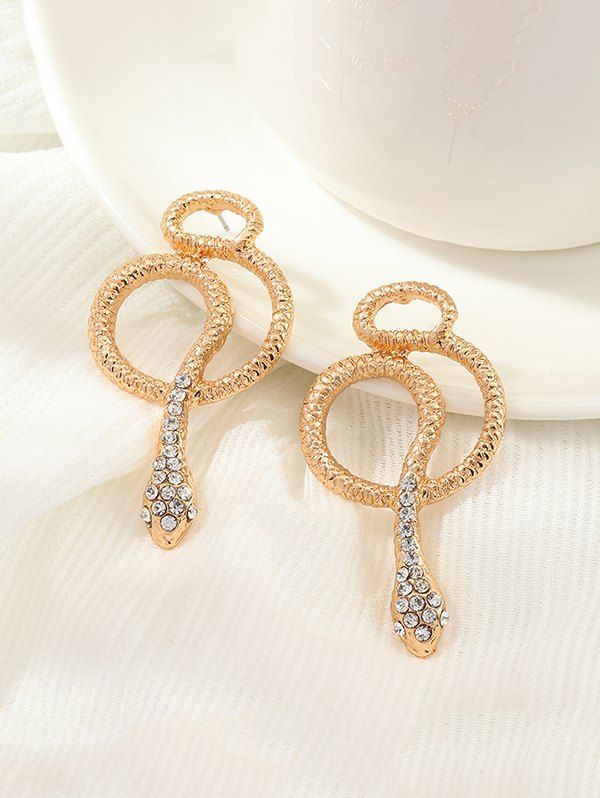 

Rhinestone Snake Stud Earrings, Golden