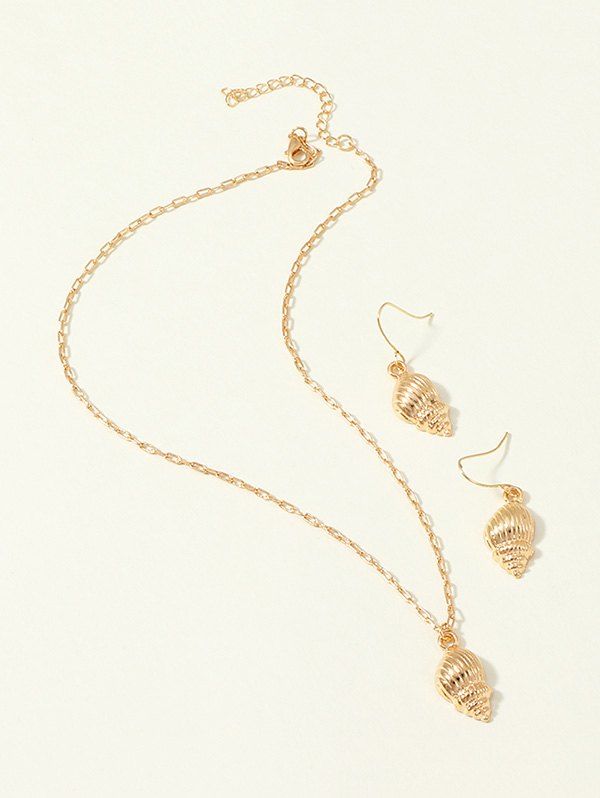 

Conch Pendant Earrings Chain Necklace Set, Golden