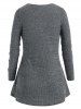 Plus Size Lace Insert Mock Button Ribbed Sweater -  