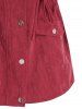 Plus Size Corduroy Hooded Zip Drawstring Pocket Coat -  
