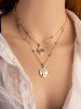 Two Layered Coin Chain Necklace -  
