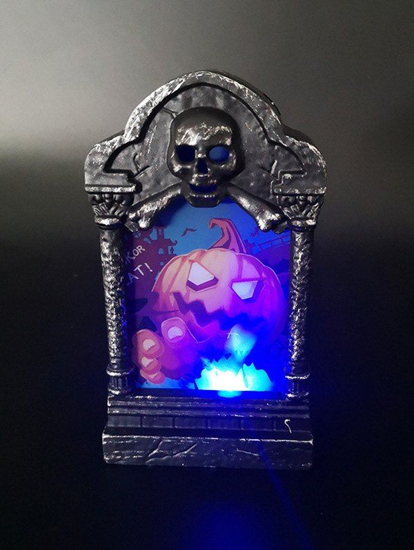 

Halloween Decoration Death Tombstone Shape LED Table Light, Multi-b