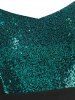 Robe de Bal Panneau à Paillettes de Grande Taille - Vert L