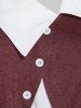 T-shirt Moulant Boutonné de Grande Taille avec Bouton - Rouge Vineux 2X