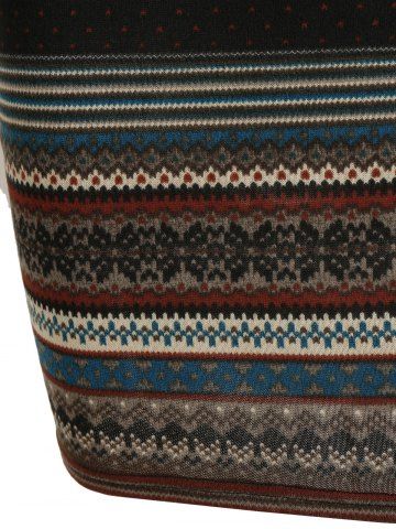 

Tribal Print V Neck Mini Bodycon Dress, Black
