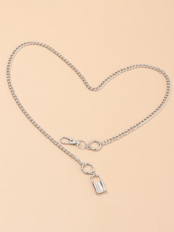 

Lock Geometric Necklace, Silver
