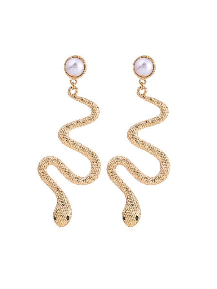 

Shape Snake Earrings, Golden