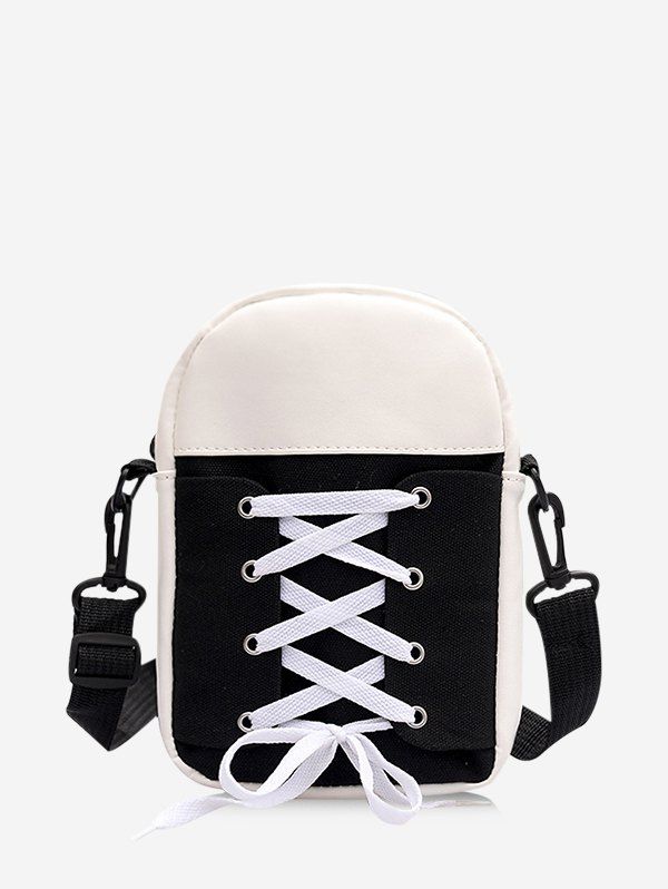 

Retro Canvas Lace Up Crossbody Bag, Black
