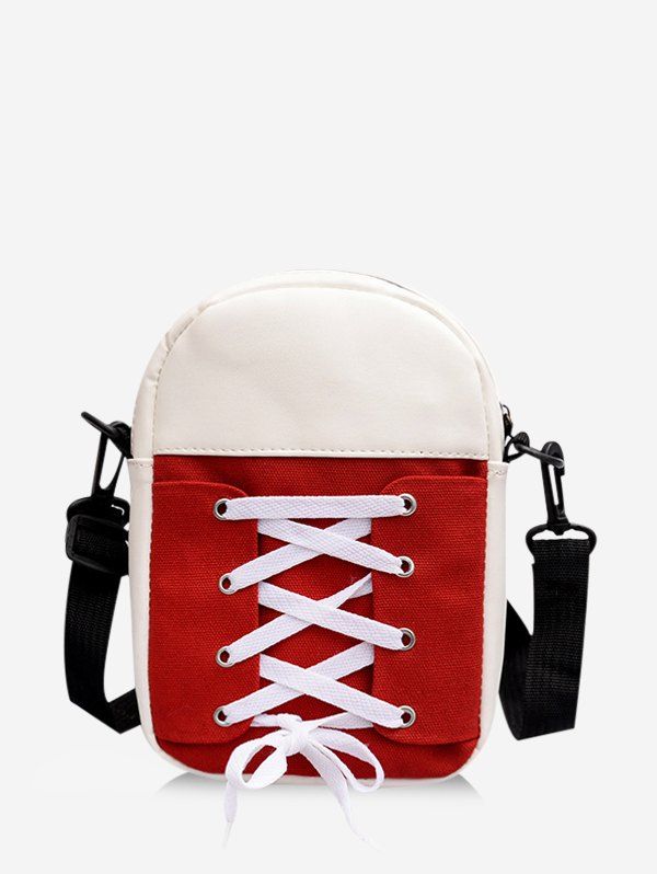 

Retro Canvas Lace Up Crossbody Bag, Red