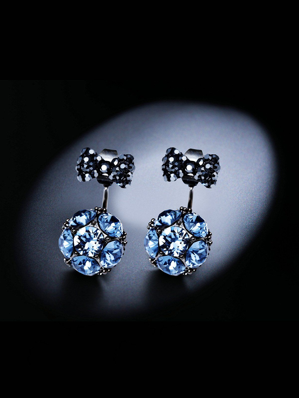 

Bowknot Two Ways To Wear Rhinestone Stud Earrings, Silk blue