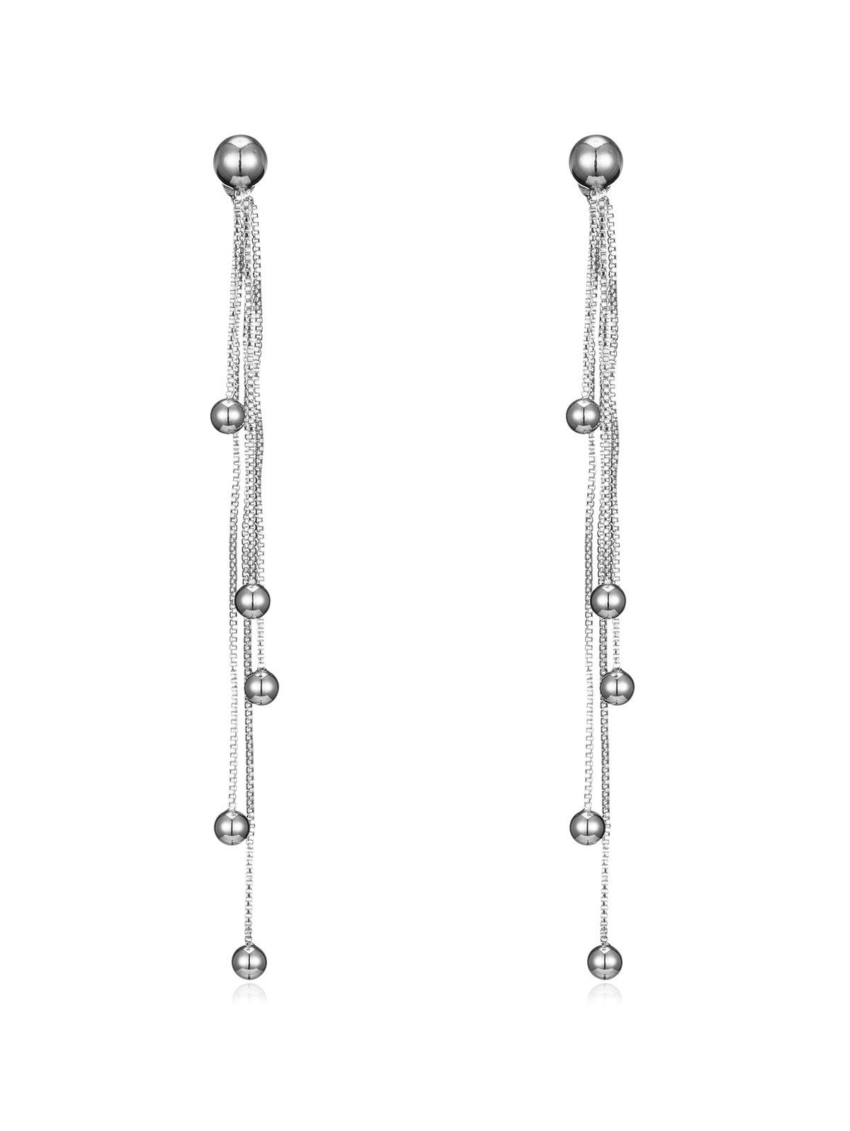 

Long Beads Tassel Dangle Earrings, Silver