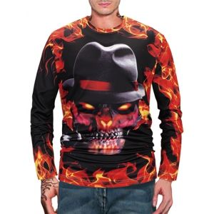 

Halloween Skull Fire Flame 3D Print Long Sleeve T Shirt, Multi