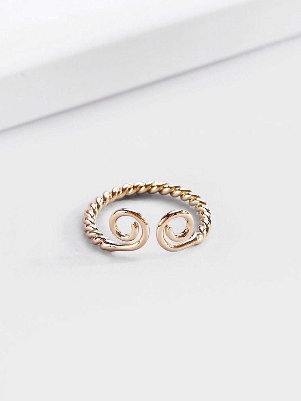 

18K Gold Plated Adjustable Twist Cuff Ring, Golden