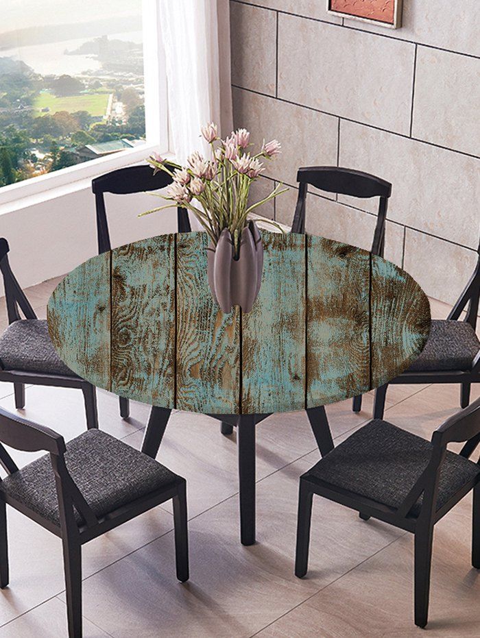 

Wooden Board Print Fitted Fabric Tablecloth, Multi